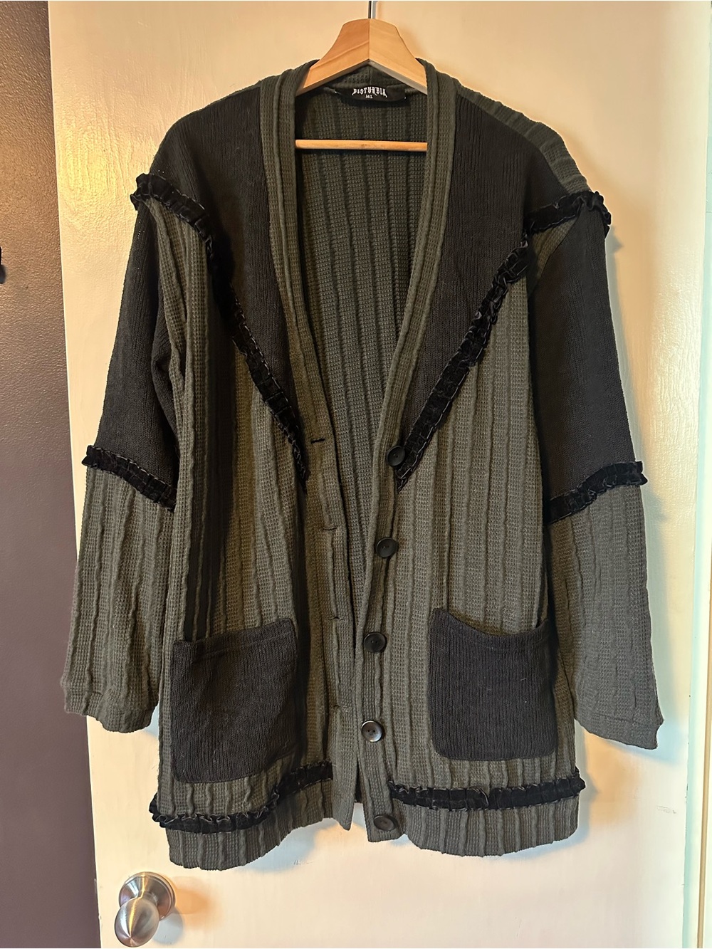 Disturbia Grey & Black Oversized Cardigan